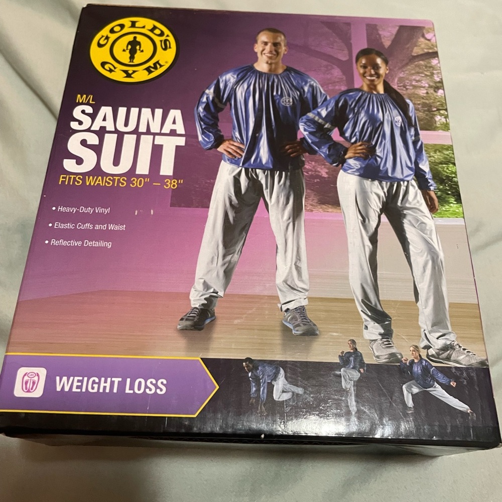 Gold’s Gym Blue Sauna Suit Jacket & Gray Pants Set